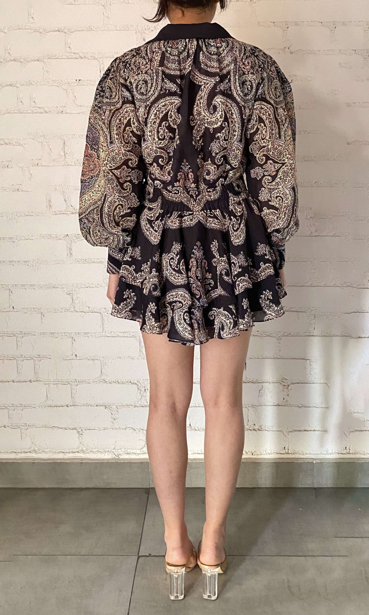 Hemant And Nandita | Arka Viscose Georgette Jacquard Short Skirt | Multicolor