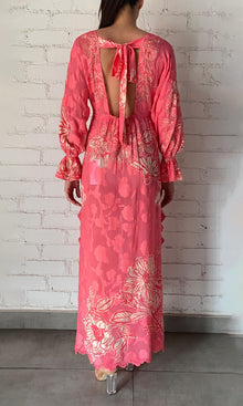 Hemant And Nandita | Asha Viscose Flower Jacquard Kaftan | Pink