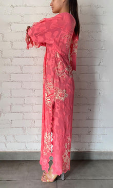 Hemant And Nandita | Asha Viscose Flower Jacquard Kaftan | Pink