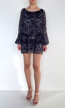 Hemant And Nandita | Atri Viscose Flat Chiffon Slip On Mini Dress | Grey