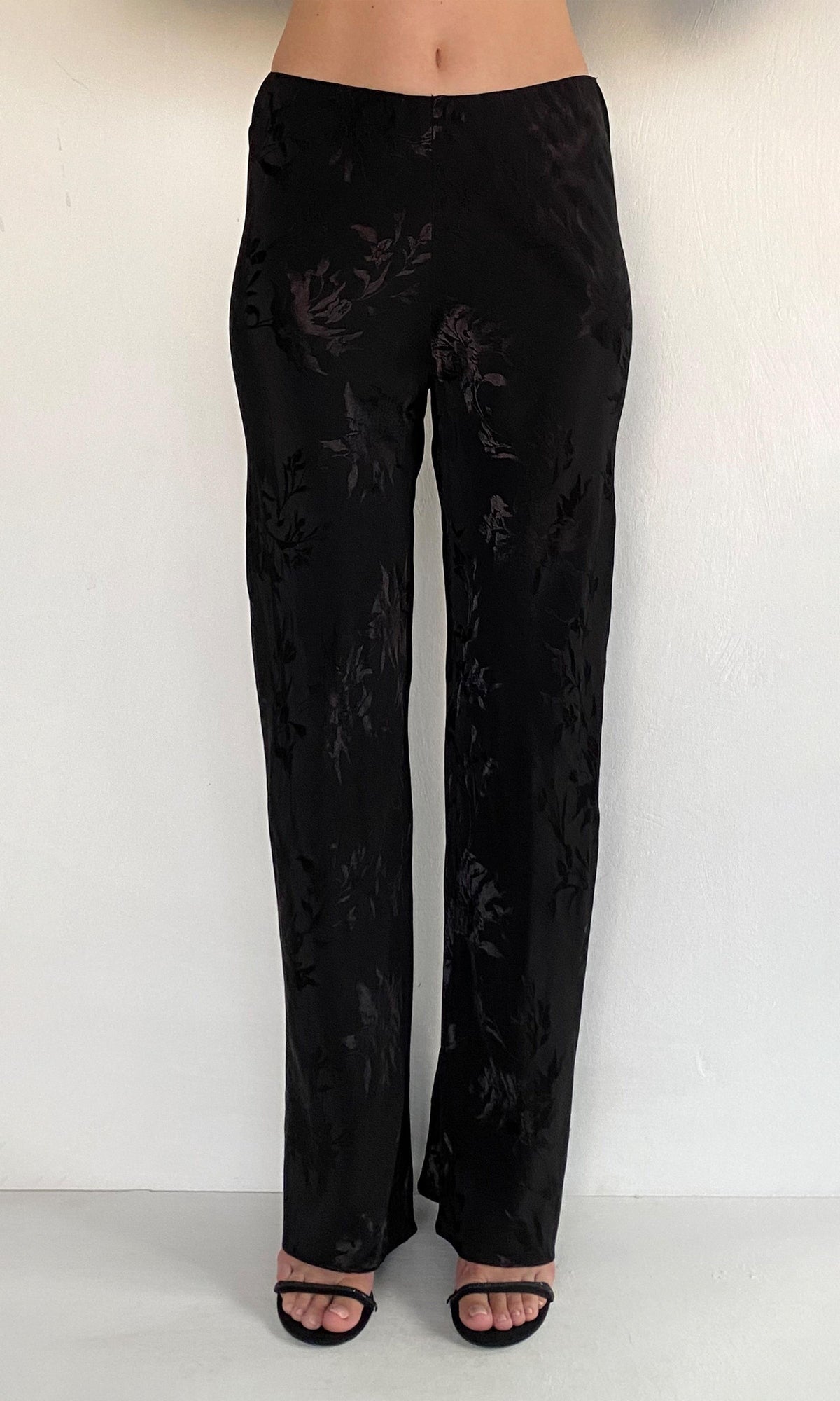Hemant And Nandita | Aura Viscose Satin Jacquard Bias Pants | Black