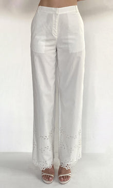 Hemant And Nandita | Bagh Cotton Straight Pants | White