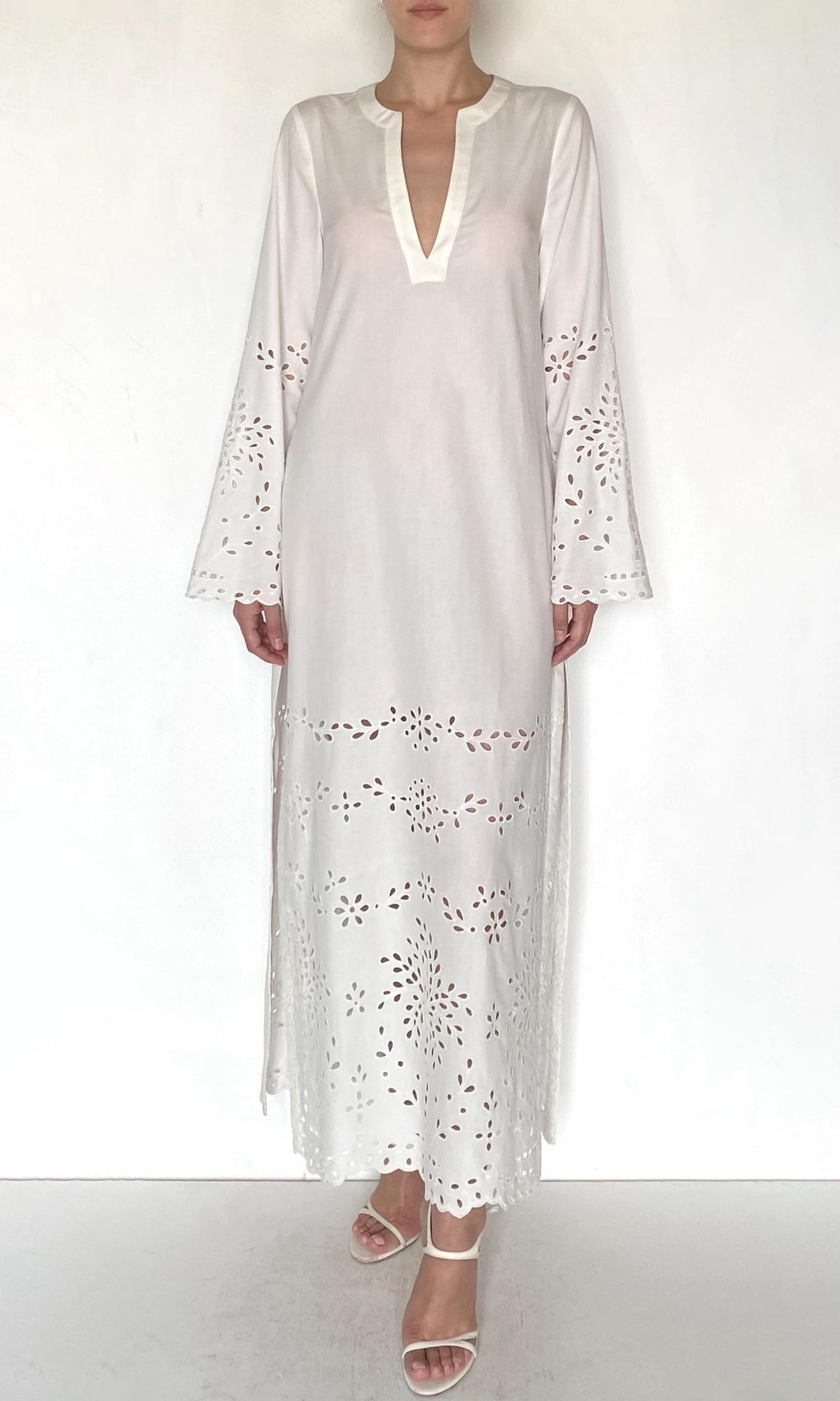 Hemant And Nandita | Bagh Organza Long Kaftan | White