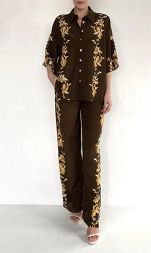 Hemant And Nandita | Bota Viscose Heavy Crepe Oversized Shirt | Brown