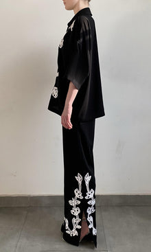 Hemant And Nandita | Daha Polyester Crepe Pants | RE25 | Black White