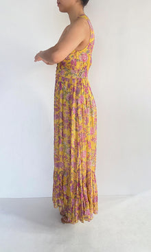 Hemant And Nandita | Dhea Viscose Crinkle Chiffon Long Dress | Yellow