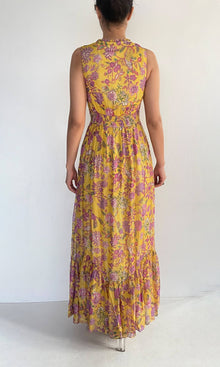Hemant And Nandita | Dhea Viscose Crinkle Chiffon Long Dress | Yellow