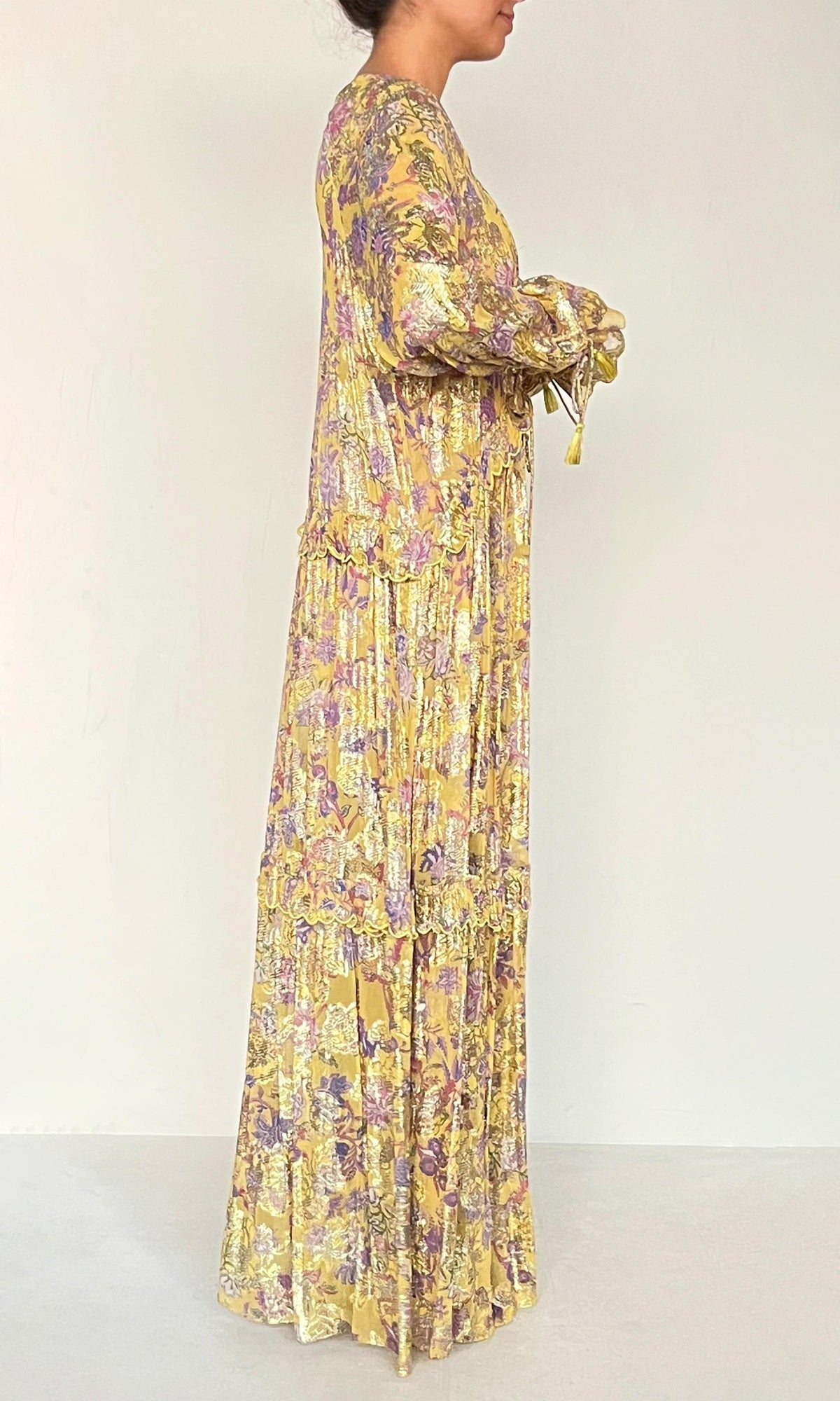 Hemant And Nandita | Dhea Viscose Kaftan | Yellow Multi