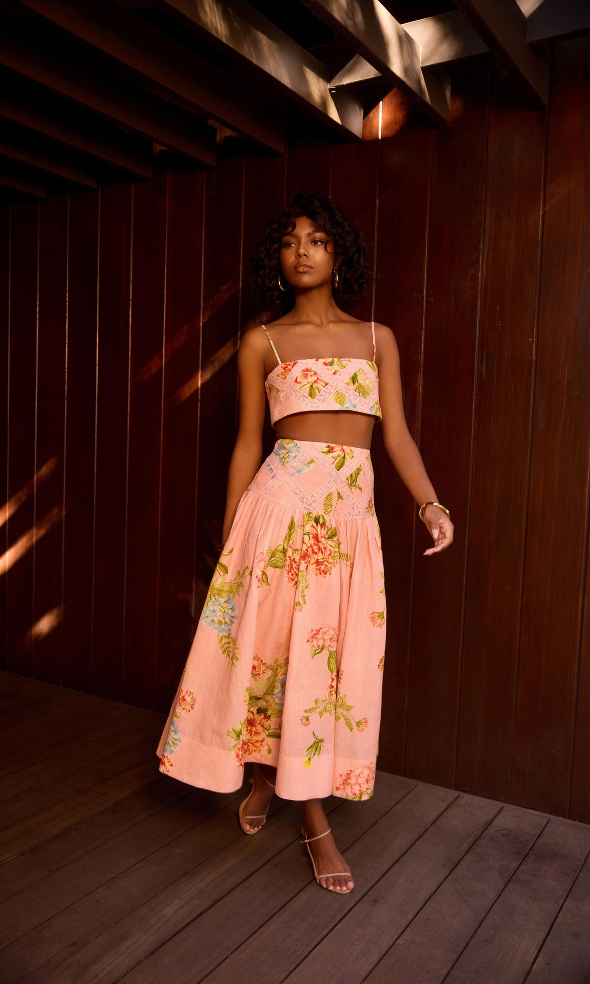 Hemant And Nandita | Dhun Linen Cotton Midi Skirt | Multi