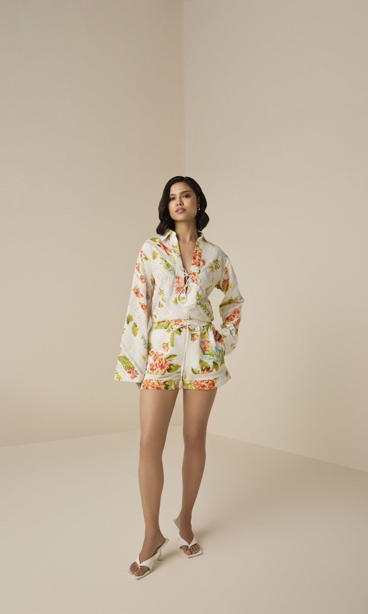 Hemant And Nandita | Dhun Linen Cotton Lace Shorts | Multi