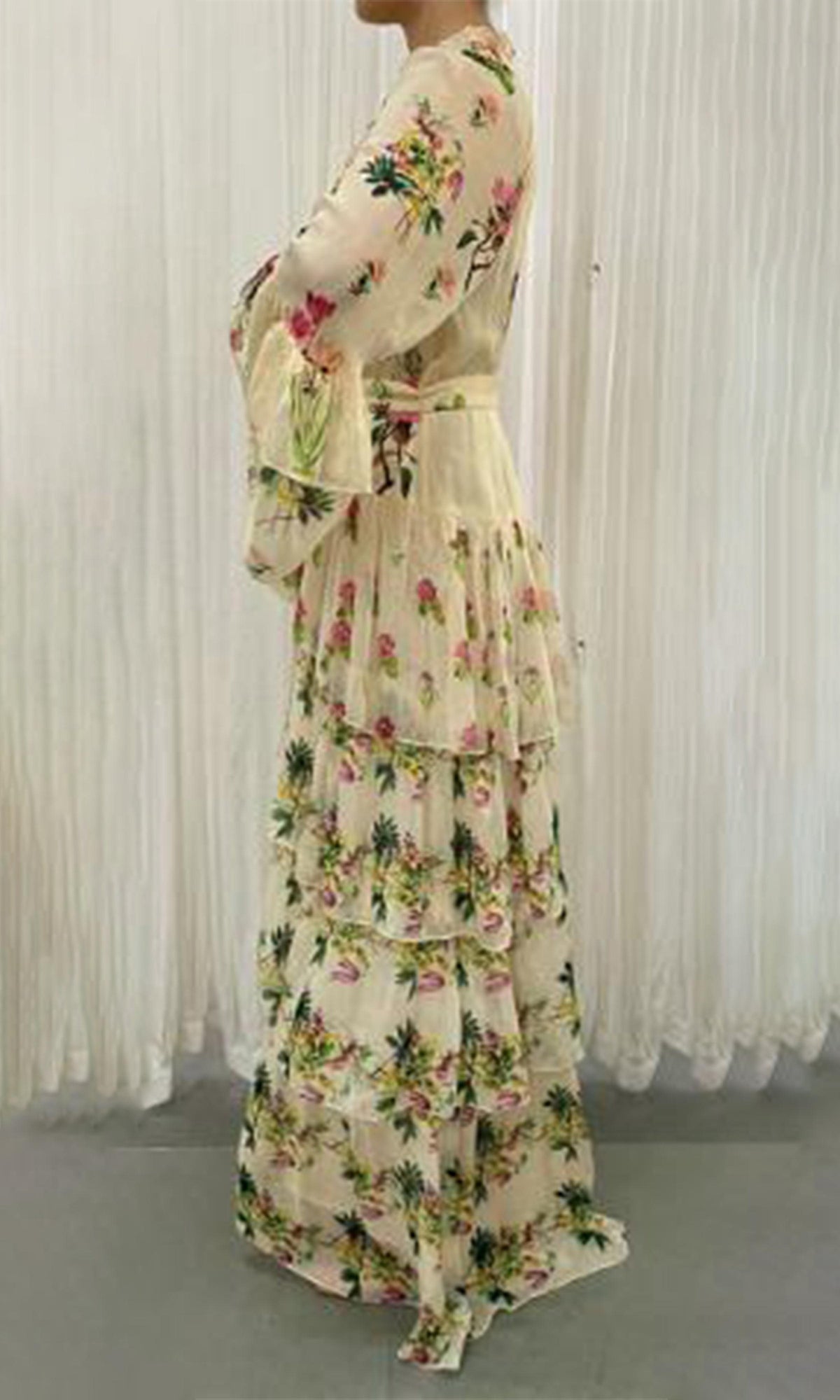 Hemant And Nandita | Dina Viscose Long Dress | Yellow