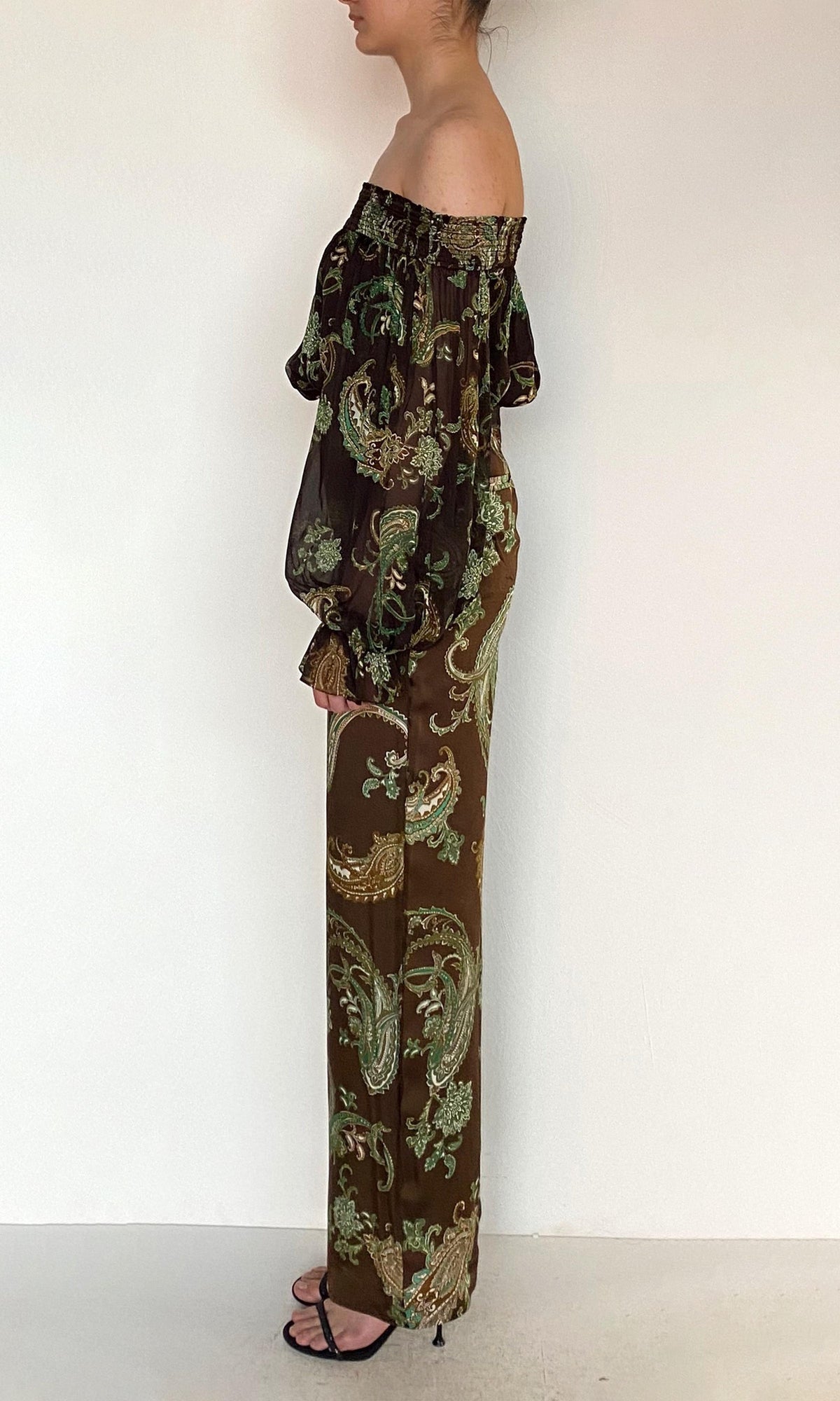 Hemant And Nandita | Dira Viscose Satin Straight Pants | Dark Brown