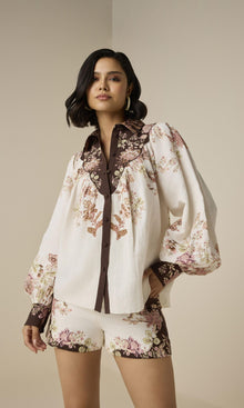 Hemant And Nandita | Diza Linen Cotton Yoke Shirt | White