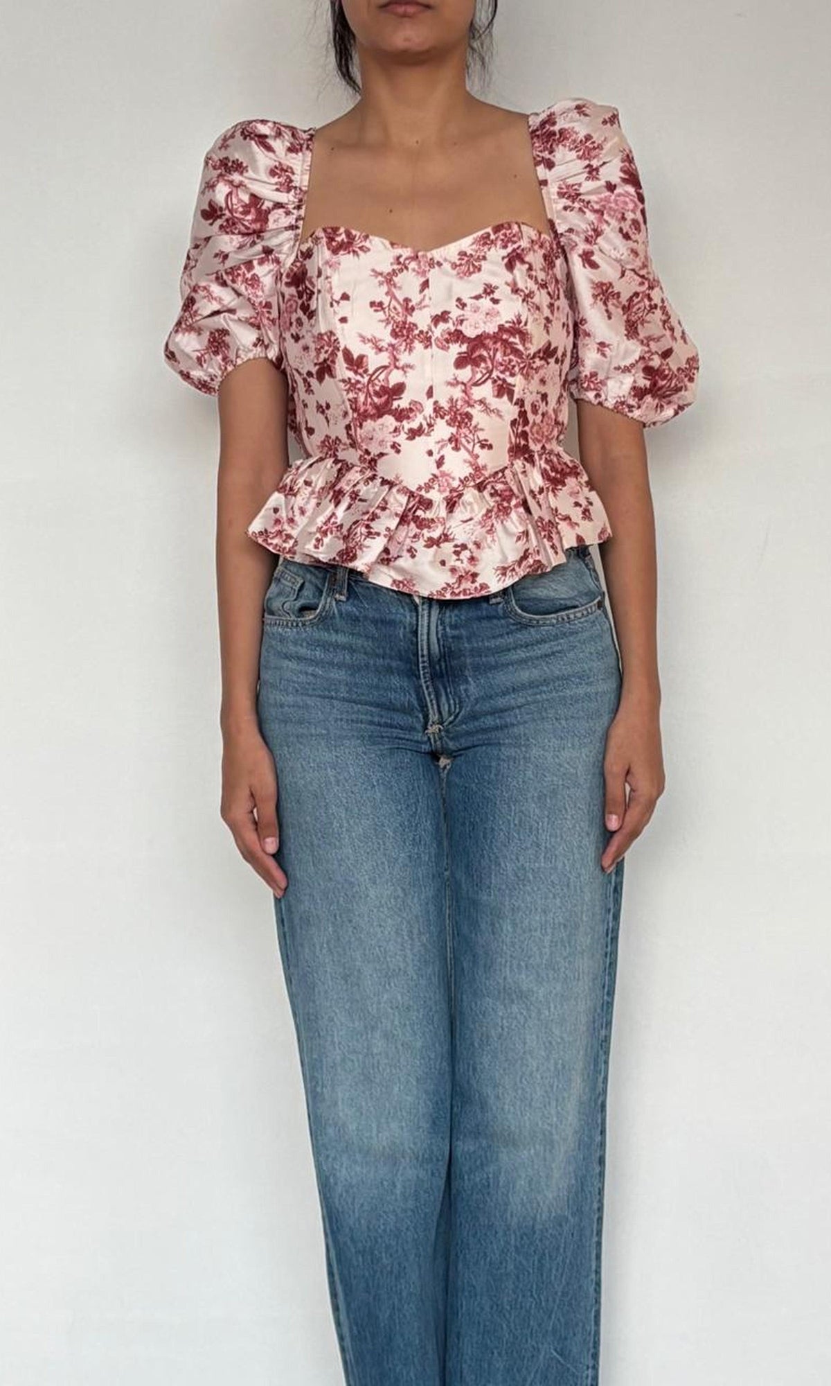 Hemant And Nandita | Elsa Taffeta Top | Brown Peach