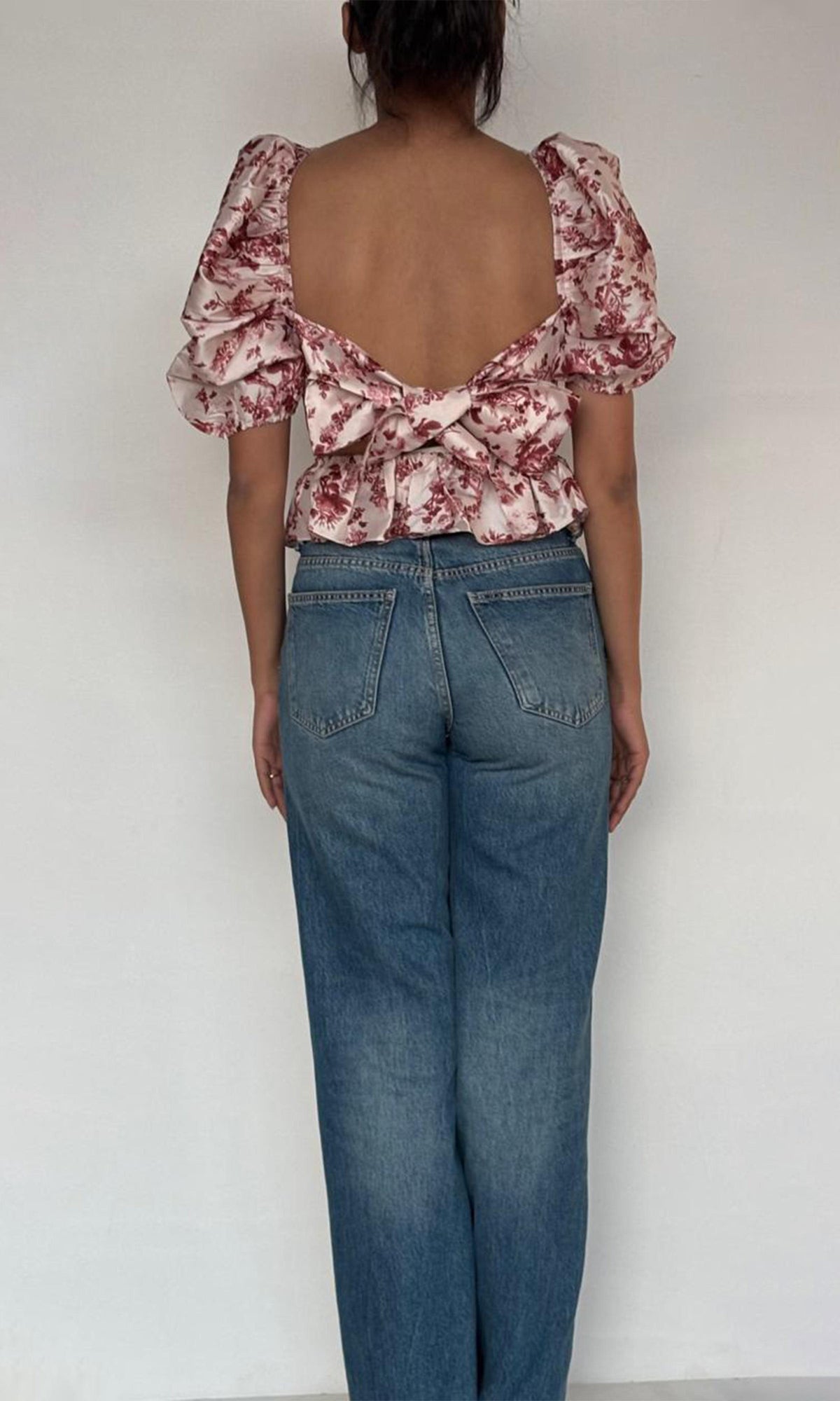 Hemant And Nandita | Elsa Taffeta Top | Brown Peach