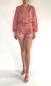 Hemant And Nandita | Gul Linen Cotton Front Tie Top | Dusty Pink