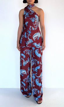 Hemant And Nandita | Hiba Polyester Double Satin Straight Pants | Merlot