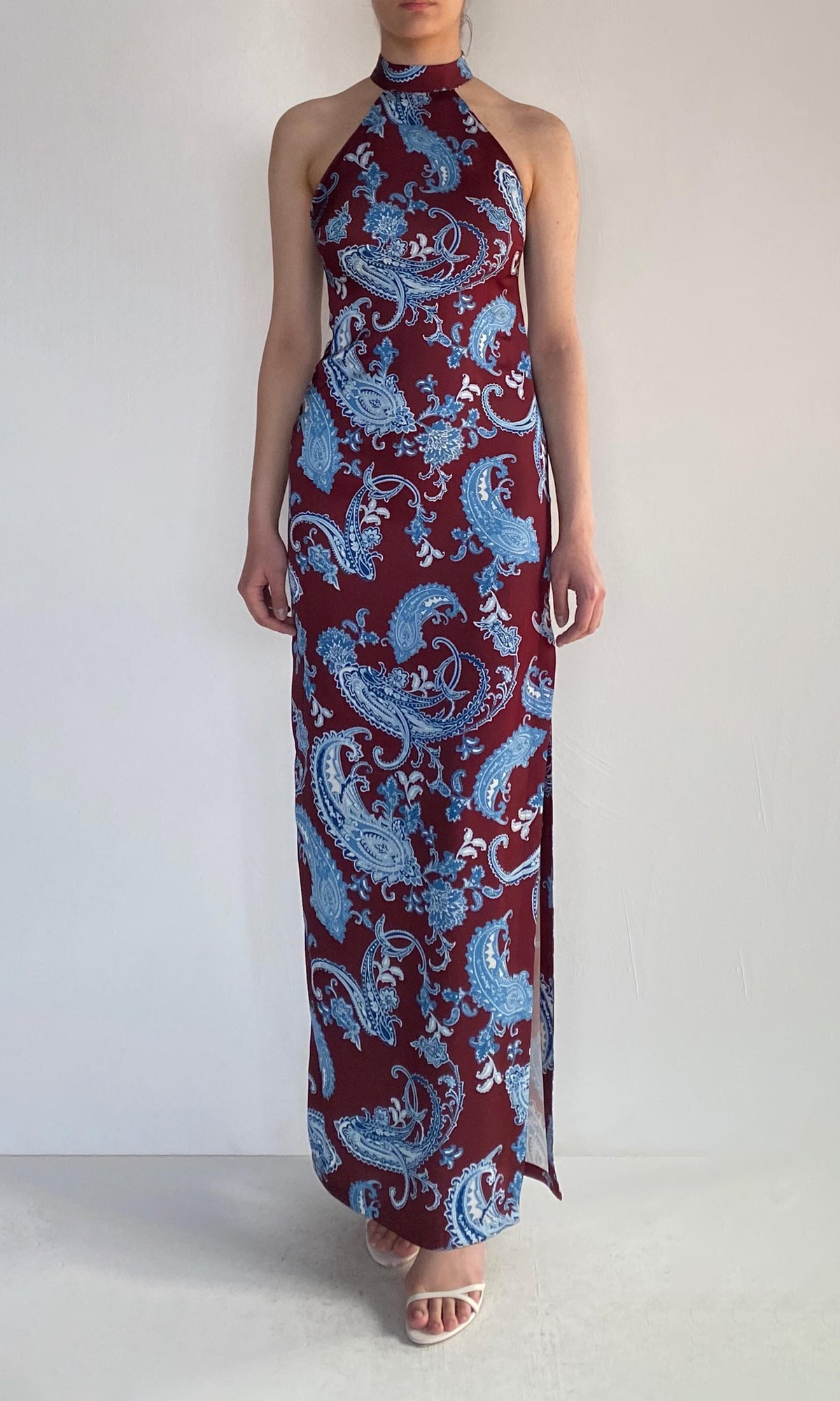 Hemant And Nandita | Hiba Polyester Double Satin Long Dress | Merlot