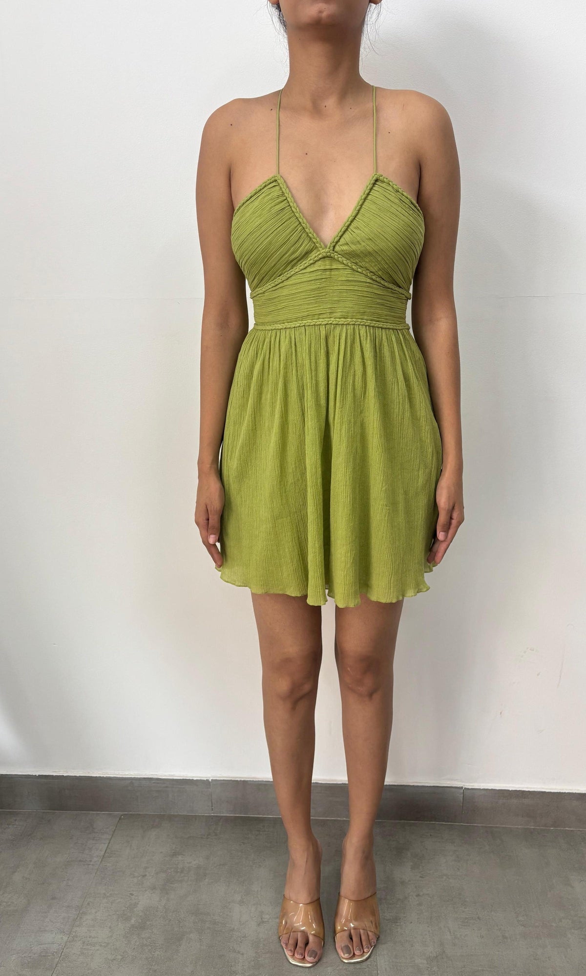 Hemant And Nandita | Inv Cotton Gause Short Dress | Green