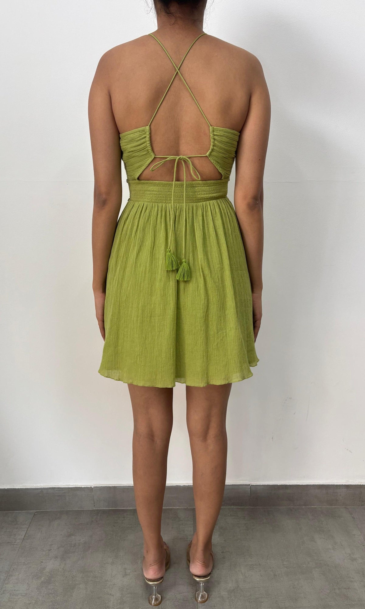 Hemant And Nandita | Inv Cotton Gause Short Dress | Green