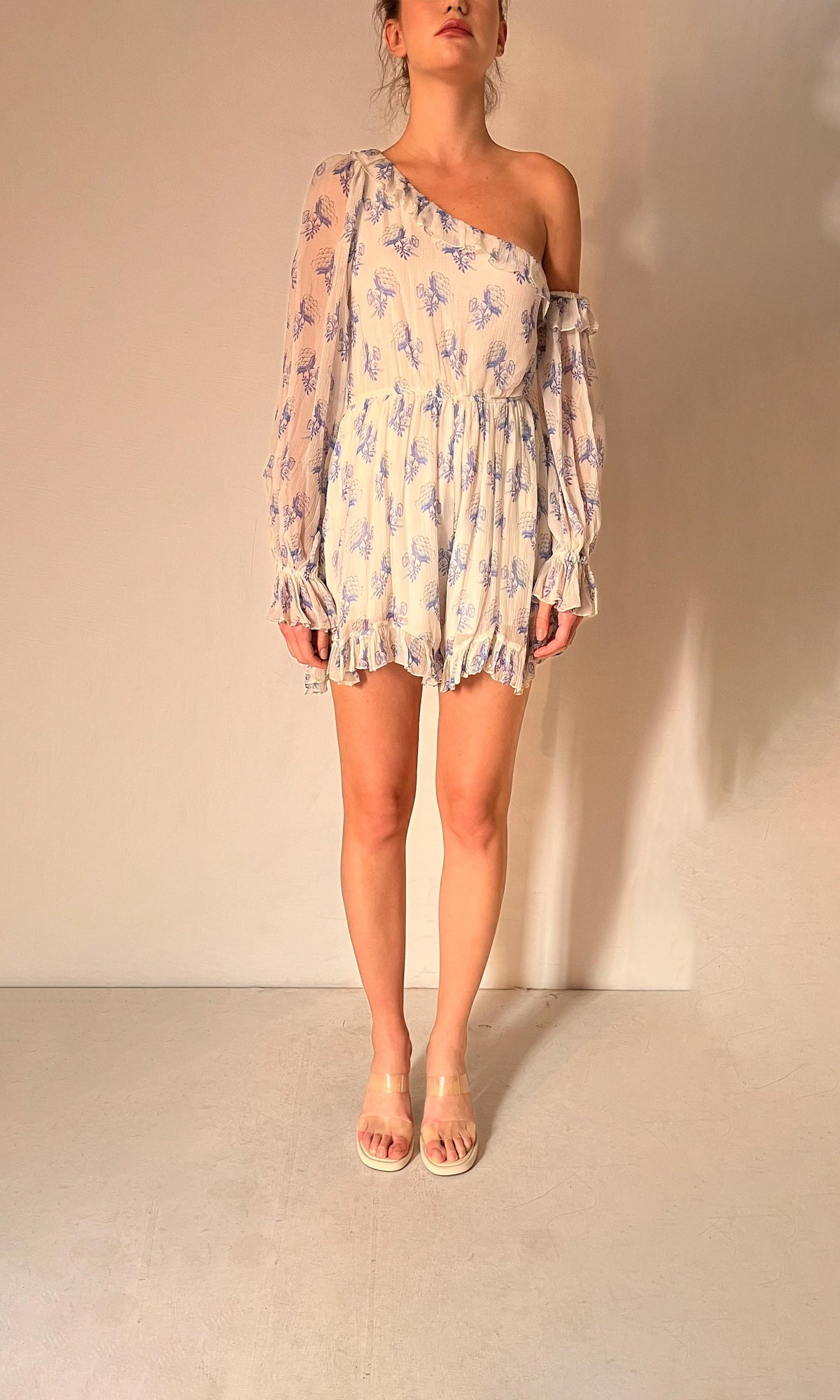 Hemant And Nandita | Inv Viscose Romper | White/Blue