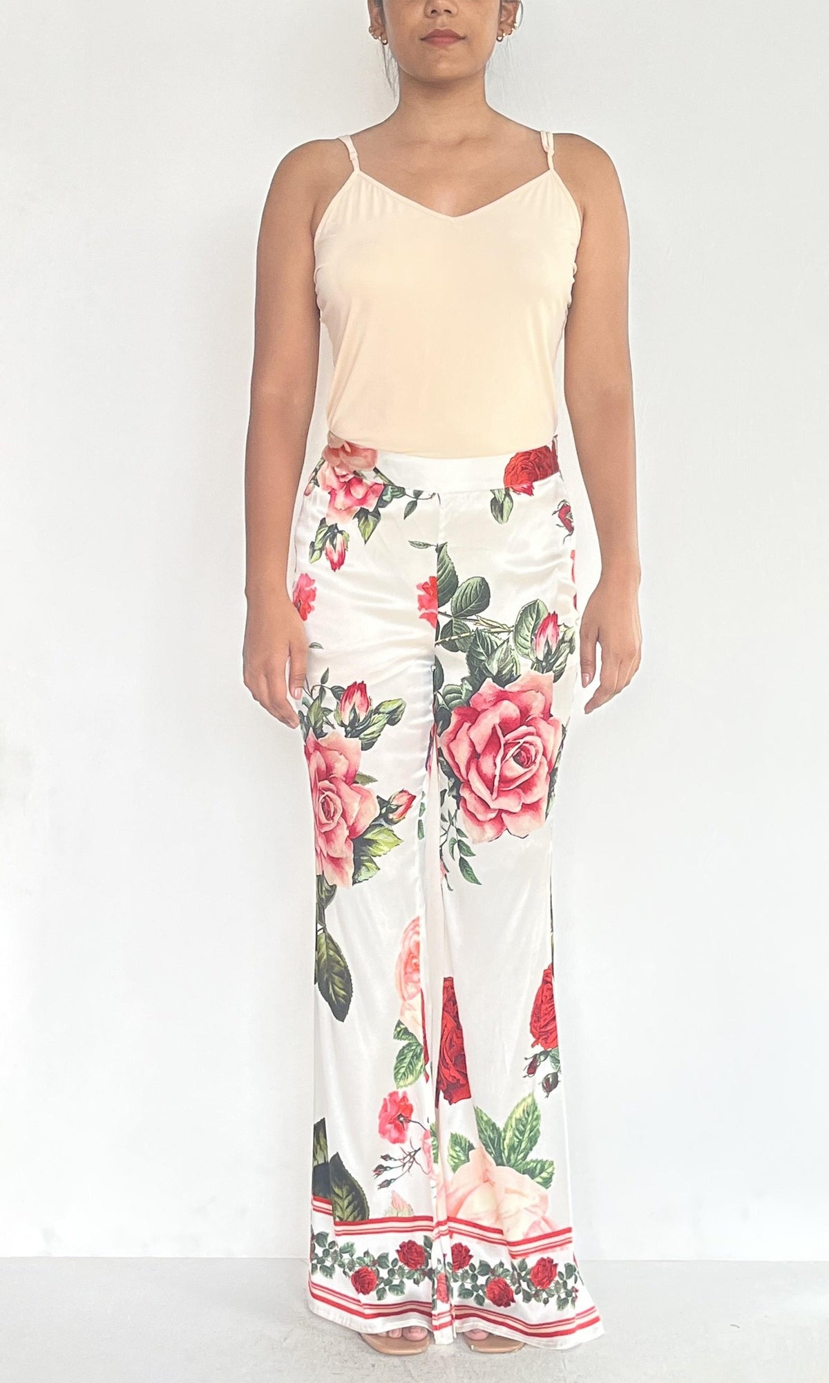 Hemant And Nandita | Inv Viscose Satin Pants | White Floral