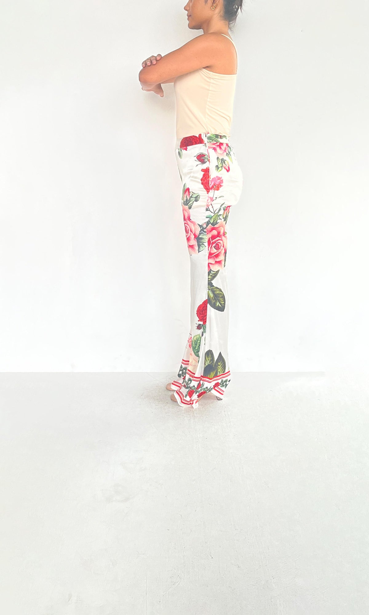 Hemant And Nandita | Inv Viscose Satin Pants | White Floral