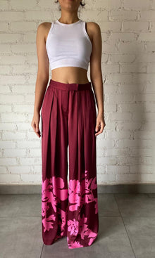 Hemant And Nandita | Inv Viscose Satin Pants | Burgundy