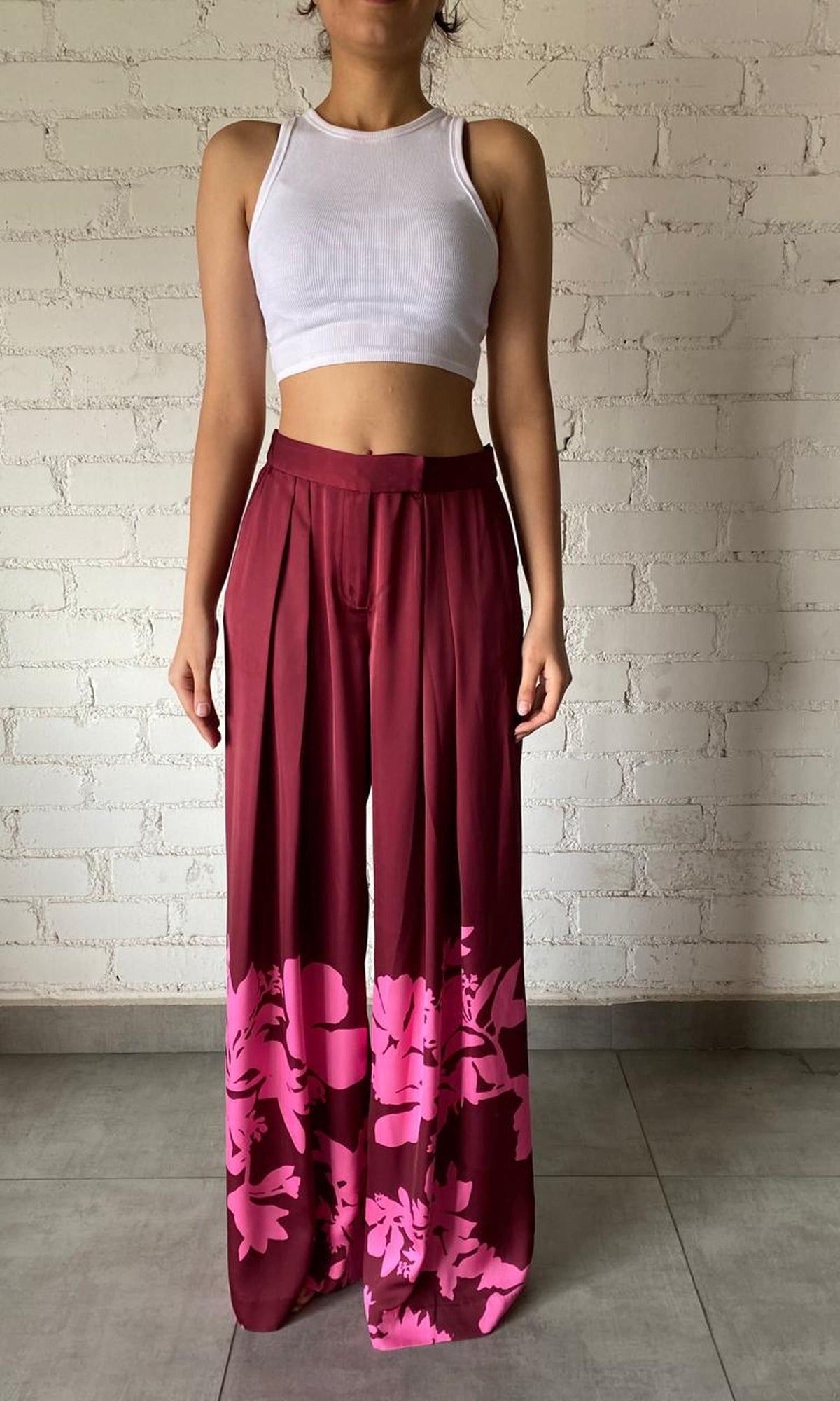 Hemant And Nandita | Inv Viscose Satin Pants | Burgundy