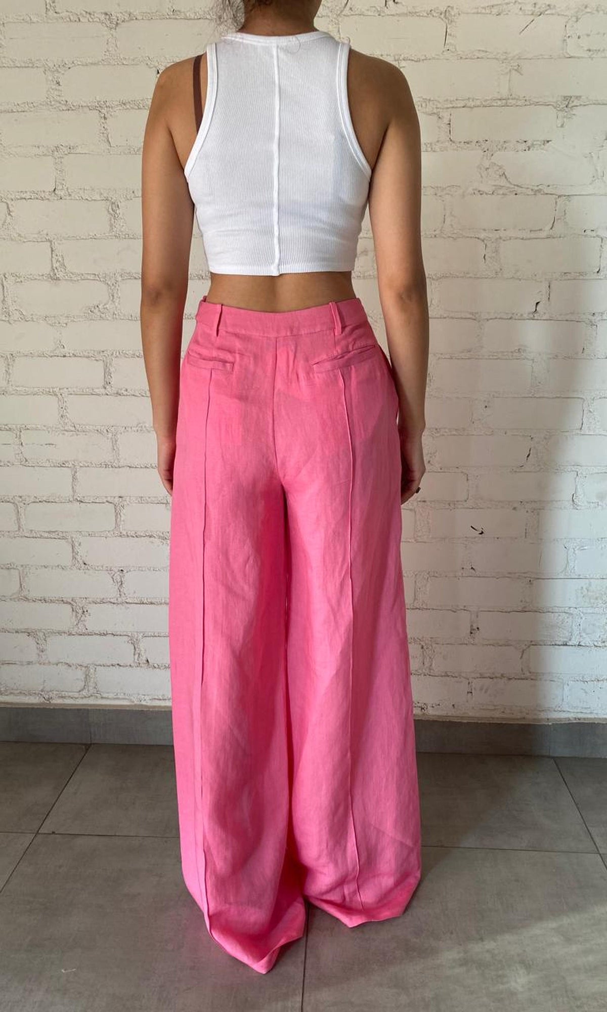 Hemant And Nandita | Inv Cotton Linen Pants | Pink