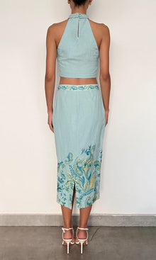 Hemant And Nandita | Inv Linen Cotton Top | Turquoise Multi