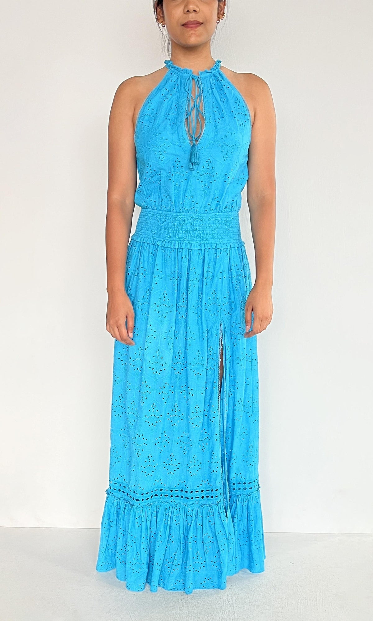 Hemant And Nandita | Inv Cotton Long Dress | Blue
