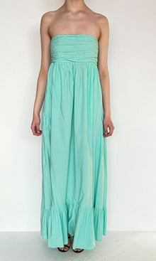 Hemant And Nandita | Inv Cotton Poplin Long Dress | Green
