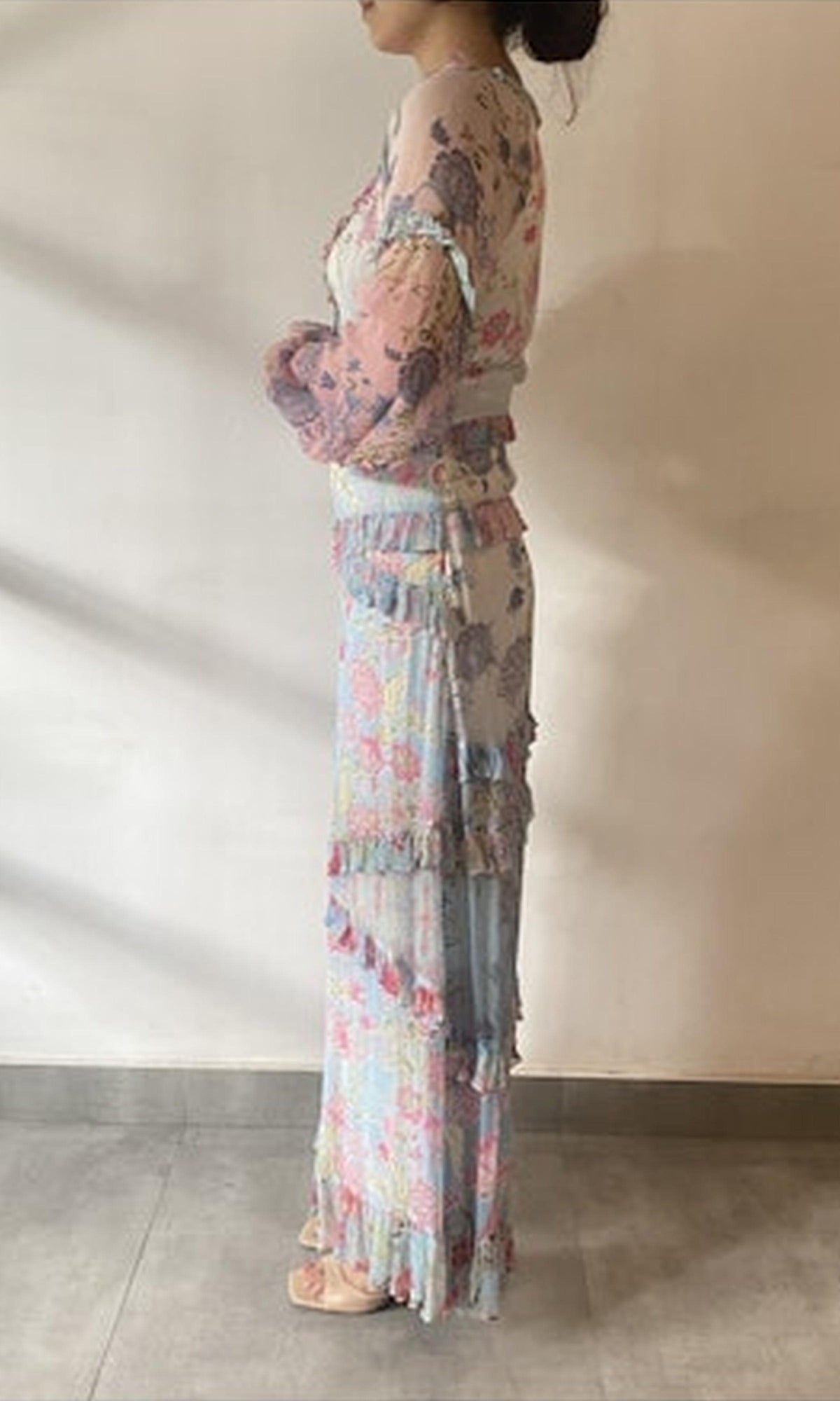 Hemant And Nandita | Inv Viscose Chiffon Long Dress | Multi