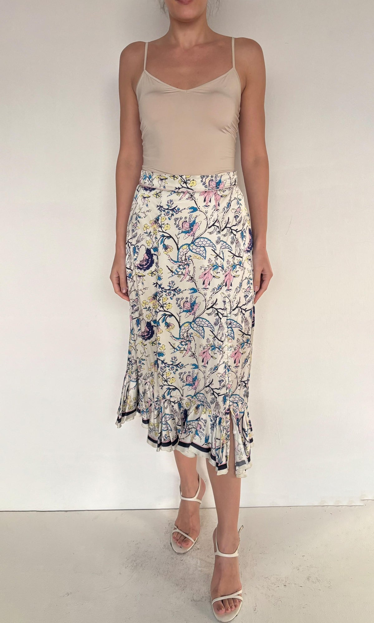 Hemant And Nandita | Inv Polyester Satin Long Skirt | Blue White