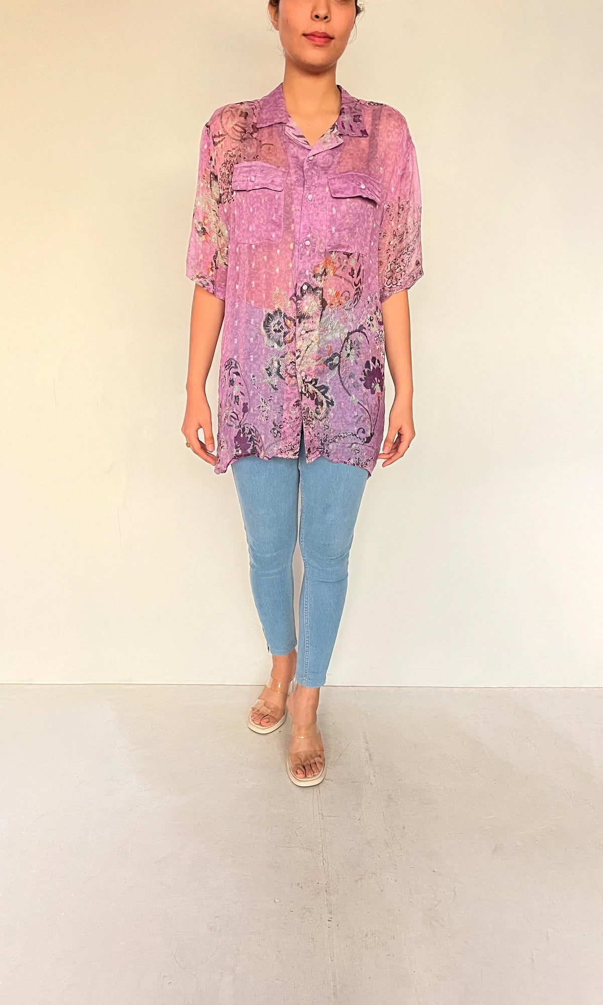 Hemant And Nandita | Inv Chiffon Lurex Mavi Shirt | Purple