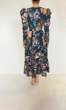 Hemant And Nandita | Inv Organza Rafa Long Dress | Navy Blue