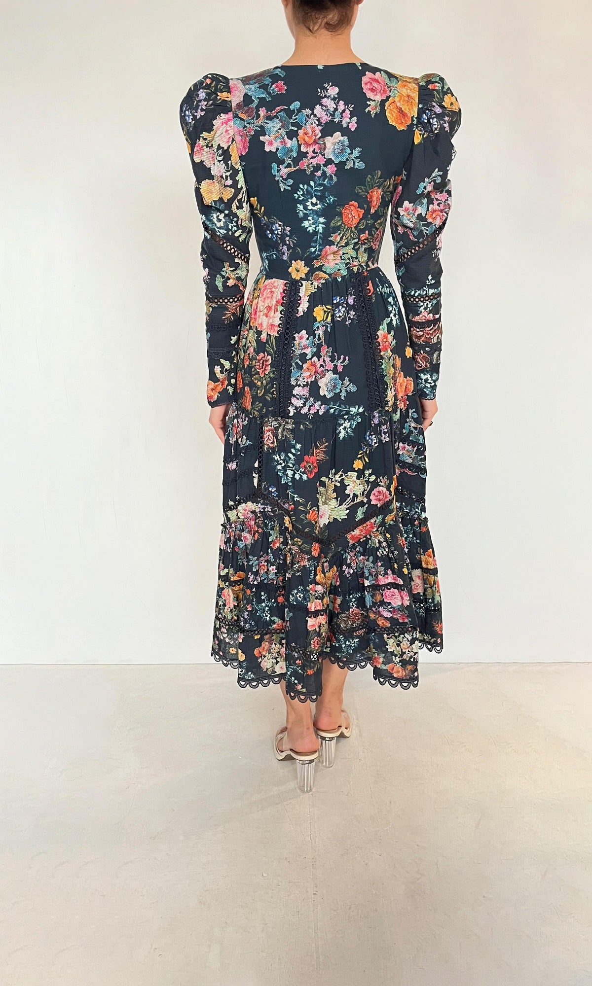 Hemant And Nandita | Inv Organza Rafa Long Dress | Navy Blue