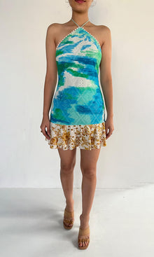 Hemant And Nandita | Inv Cotton Schiffli Short Dress | Blue