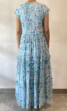 Hemant And Nandita | Inv Viscose Crinkle Rayon Long Dress | Blue