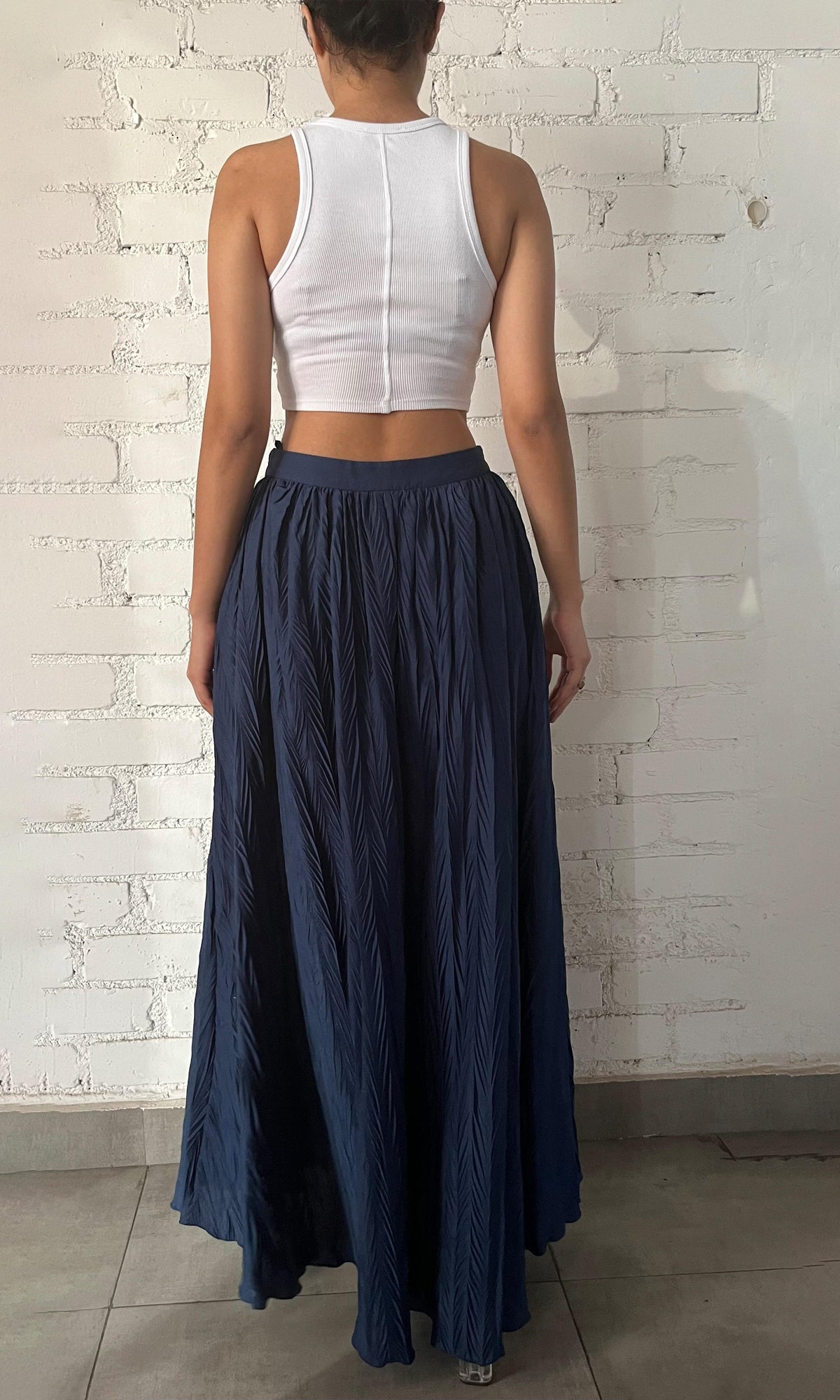 Hemant And Nandita | Inv Cotton Long Skirt | Blue