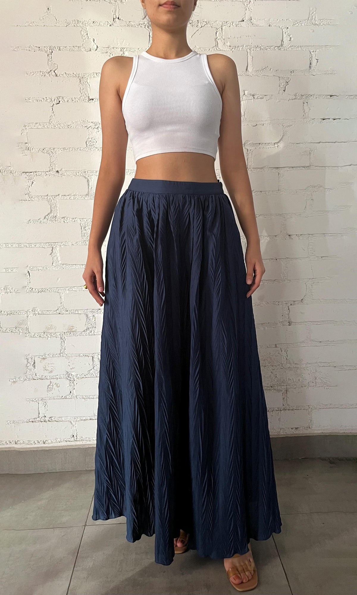 Hemant And Nandita | Inv Cotton Long Skirt | Blue