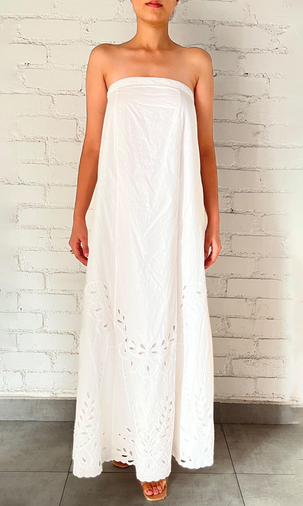 Hemant And Nandita | Inv Cotton Long Dress | White