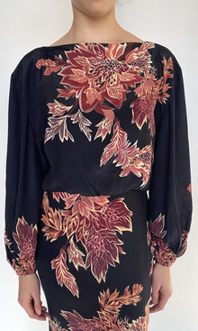 Hemant And Nandita | Johi Viscose Heavy Crepe Ankle Length Dress With Blouson Sleeve | Black