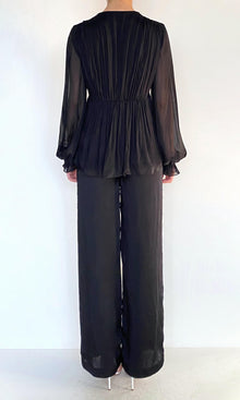 Hemant And Nandita | Johi Viscose Satin Straight Pants | Solid Black