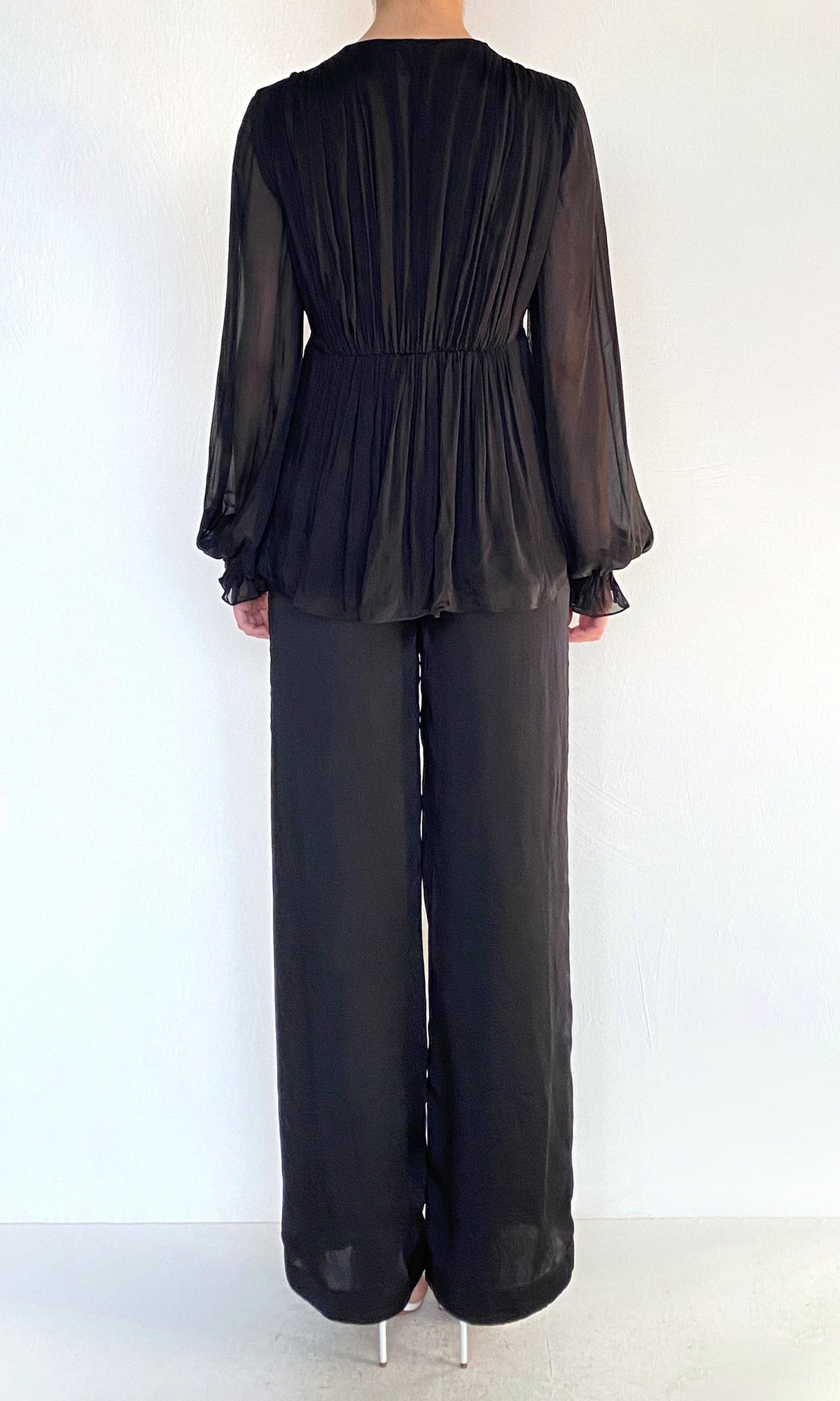 Hemant And Nandita | Johi Viscose Satin Straight Pants | Solid Black