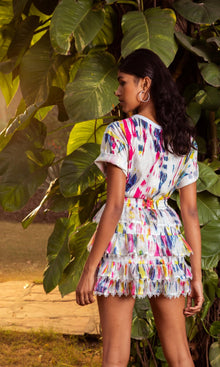 Hemant And Nandita | Jorah Viscose Short Skirt | White Multi