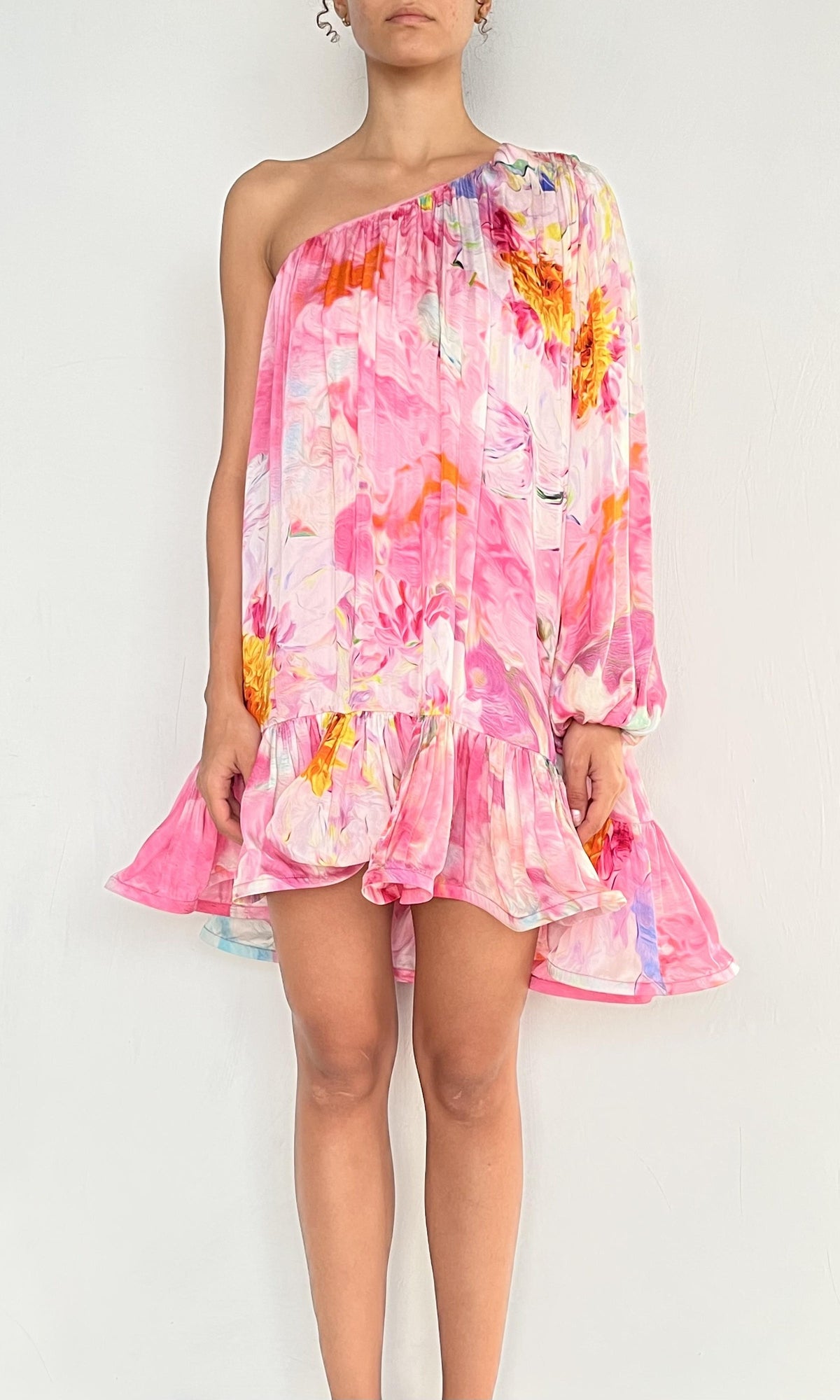 Hemant And Nandita | Mina Viscose Short Dress | Pink