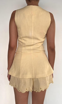 Hemant And Nandita | Nain Linen Cotton Mini Romper Vest | Yellow