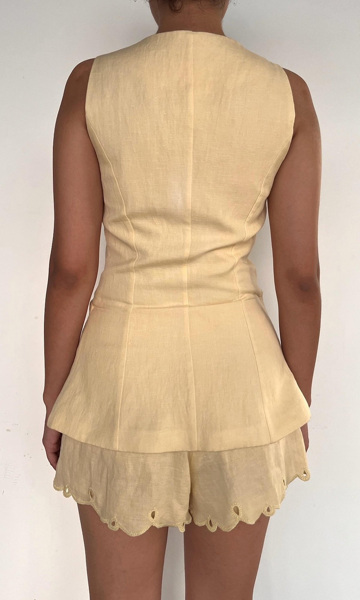Hemant And Nandita | Nain Linen Cotton Mini Romper Vest | Yellow